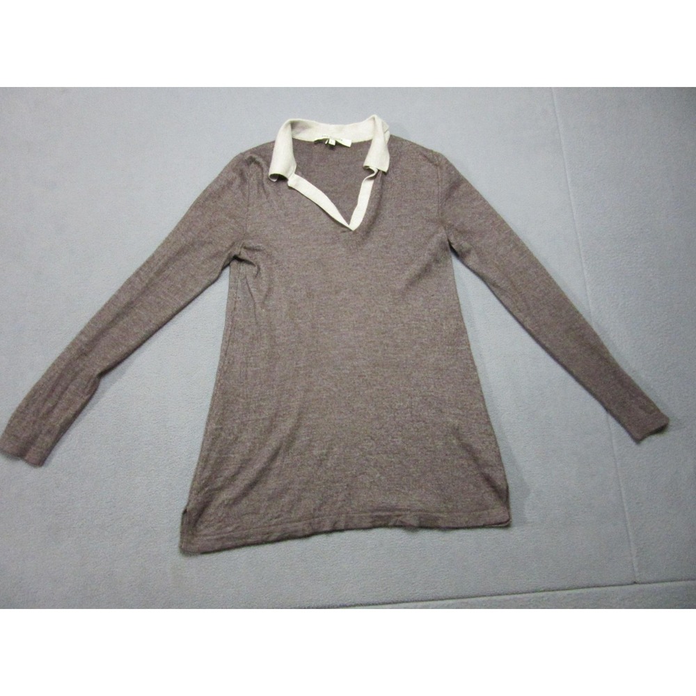 Rani Arabella Sweater Womens Large Brown Cashmere Collared Slim Tunic Italy